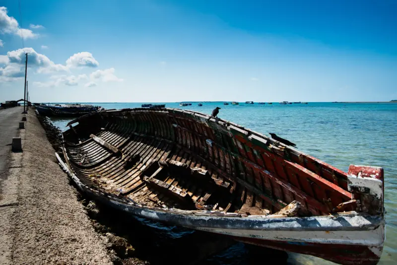 An abandoned boat by the Nagadeepa Pier - Jaffna, Sri Lanka
