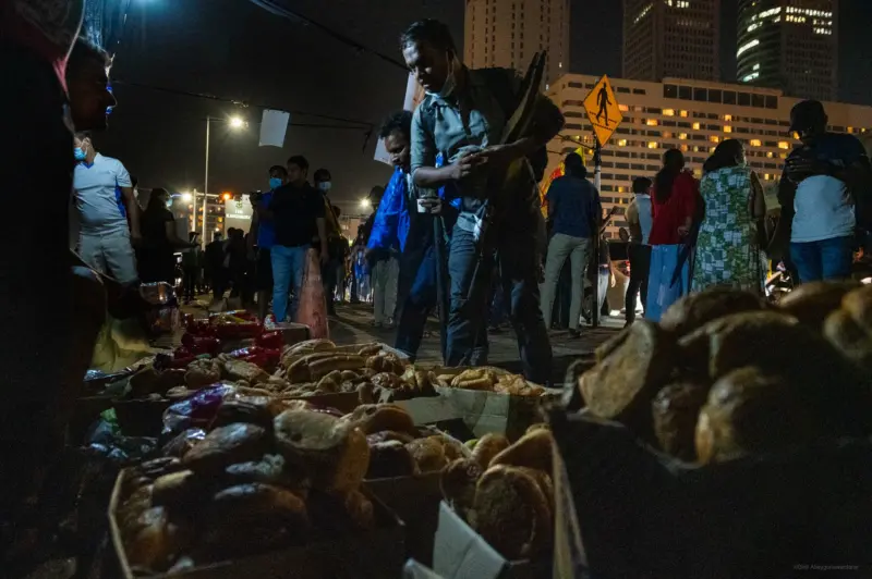 Free food for protesters at the Galle Face protest site during the Sri Lankan uprising of 2022