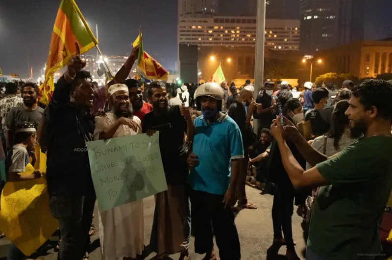 Protesters at Galle Face during the 2022 Sri Lankan Uprising