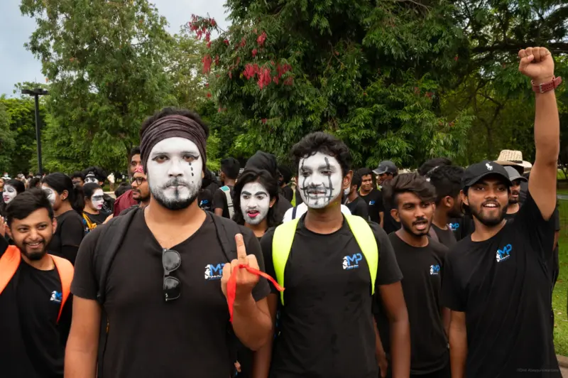 Protesters at the Artist's Protest during the Sri Lankan uprising of 2022