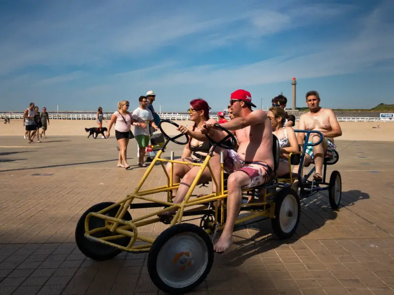 Tourists riding a peddle wagon - Ostend, Belgium - iPhone Photography