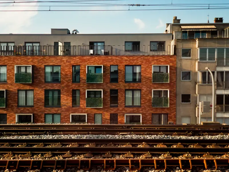 A building across railway tracks - Bruges, Belgium
